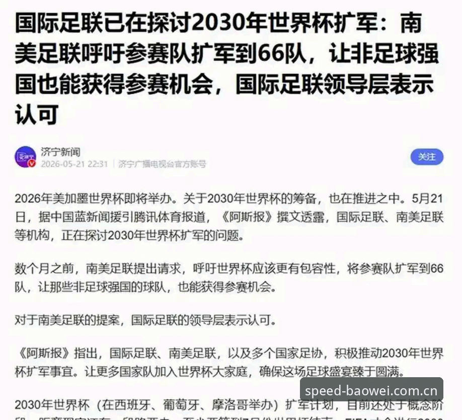 2030年世界杯扩军至66队可能性深度分析：对中国男足意味着什么？